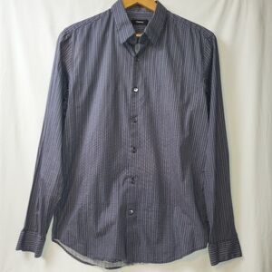 Theory Patterned Men's Slim Fit Button Up Shirt Size Medium Blue‎ White